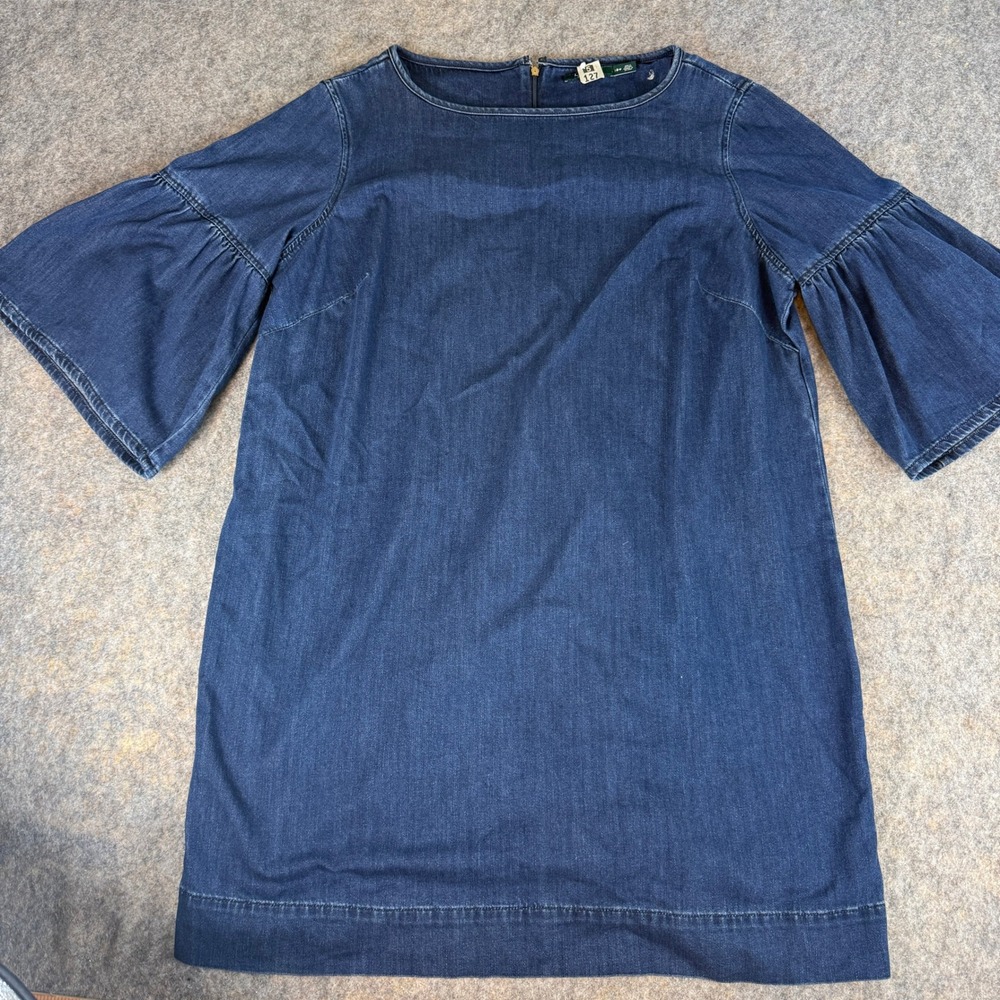 Lauren Ralph Lauren Denim Dress Womens 18W Blue Bell Sleeve Shift Dress COTTON